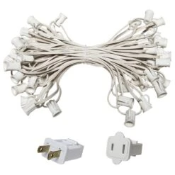 50' C7 Commercial Light Stringer, SPT1W White Wire, 12" Spacing
