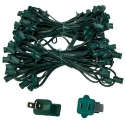 100' C7 Commercial Light Stringer, SPT1 Green Wire, 12" Spacing
