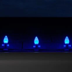 C7 Blue Smooth OptiCore Commercial LED Christmas String Lights -Xmas Lights Store C7 OptiCore LED Blue Smooth Green Wire Roofline