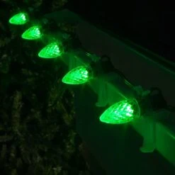 Xmas Lights Store -Xmas Lights Store C7 OptiCore LED Green Faceted Green Wire