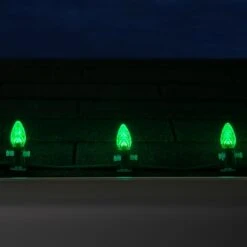 C7 Green OptiCore Commercial LED Christmas String Lights -Xmas Lights Store C7 OptiCore LED Green Faceted Green Wire Roofline