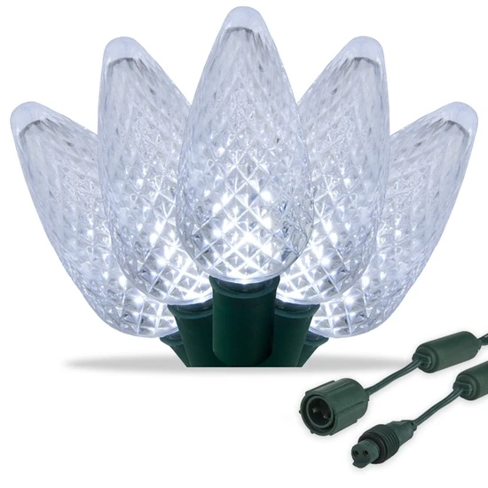 Commercial Cool White C9 LED Christmas Lights 25 Lights, 25 Feet 3 Commercial Cool White C9 LED Christmas Lights 25 Lights, 25 Feet