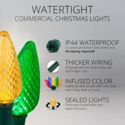 Commercial Multi Color C9 LED Christmas Lights 25 Lights, 25 Feet 11 Commercial Multi Color C9 LED Christmas Lights 25 Lights, 25 Feet -Xmas Lights Store C9 19150 MULTI GW Feature02