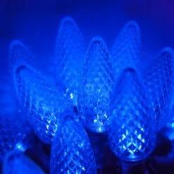 Commercial Sapphire Blue C9 LED Christmas Lights 25 Lights, 25 Feet -Xmas Lights Store C9 Blue LED Commercial Christmas Lights 9074