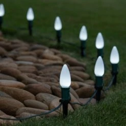 C9 Cool White Smooth OptiCore LED Christmas Light Bulbs LED Bulbs -Xmas Lights Store C9 CW Smooth Pathway Lights 04037