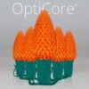 C9 Amber OptiCore Commercial LED -Xmas Lights Store C9 Faceted OptiCore LED Christmas Light Set Amber Orange Green Wire Product