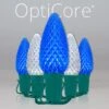 C9 Blue / Cool White OptiCore Commercial LED Christmas String Lights 1 C9 Blue / Cool White OptiCore Commercial LED Christmas String Lights -Xmas Lights Store C9 Faceted OptiCore LED Christmas Light Set Blue Cool White Green Wire Product