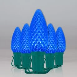 C9 Blue OptiCore Commercial LED Christmas String Lights 17 C9 Blue OptiCore Commercial LED Christmas String Lights -Xmas Lights Store C9 Faceted OptiCore LED Christmas Light Set Blue Green Wire Feed