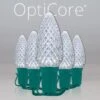C9 Cool White OptiCore Commercial LED Christmas String Lights 2 C9 Cool White OptiCore Commercial LED Christmas String Lights -Xmas Lights Store C9 Faceted OptiCore LED Christmas Light Set Cool White Green Wire Product
