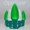 C9 Cool White / Green OptiCore Commercial LED Christmas String Lights -Xmas Lights Store C9 Faceted OptiCore LED Christmas Light Set Green Cool White Green Wire Product