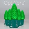 C9 Green OptiCore Commercial LED Christmas String Lights -Xmas Lights Store C9 Faceted OptiCore LED Christmas Light Set Green Green Wire Product