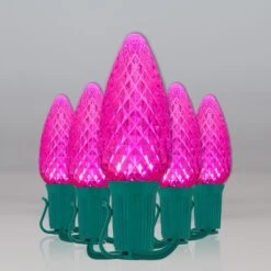 C9 Pink OptiCore Commercial LED Christmas String Lights 17 C9 Pink OptiCore Commercial LED Christmas String Lights -Xmas Lights Store C9 Faceted OptiCore LED Christmas Light Set Pink Green Wire Feed