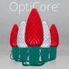 C9 Cool White / Red OptiCore Commercial LED Christmas String Lights -Xmas Lights Store C9 Faceted OptiCore LED Christmas Light Set Red Cool White Green Wire Product