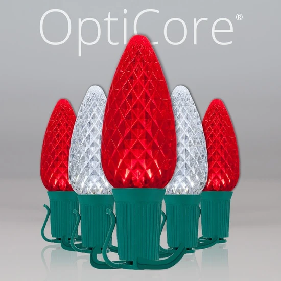 C9 Cool White / Red OptiCore Commercial LED Christmas String Lights 3 C9 Cool White / Red OptiCore Commercial LED Christmas String Lights