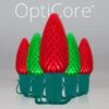 C9 Green / Red OptiCore Commercial LED Christmas String Lights -Xmas Lights Store C9 Faceted OptiCore LED Christmas Light Set Red Green Green Wire Product