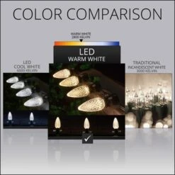 C9 Warm White OptiCore Commercial LED Christmas String Lights -Xmas Lights Store C9 LED OPTICORE WARM WHITE FACETED 1