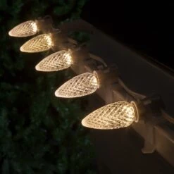 C9 Warm White OptiCore Commercial LED Christmas String Lights -Xmas Lights Store C9 LED WW Opticore Faceted White Wire Gutter 7965