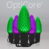 C9 Green / Purple OptiCore Commercial LED Halloween String Lights 50 Lights, 50 Feet -Xmas Lights Store C9 OptiCore LED Bulbs Halloween Light Set Purple Green