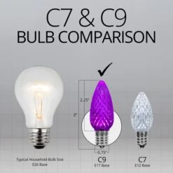 C9 Purple OptiCore LED Christmas Light Bulbs -Xmas Lights Store C9 Purple Faceted Comparison