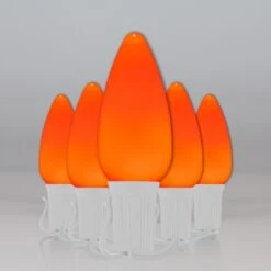 C9 Amber Smooth OptiCore Commercial LED -Xmas Lights Store C9 Smooth OptiCore LED Christmas Light Set Amber Orange White Wire Feed