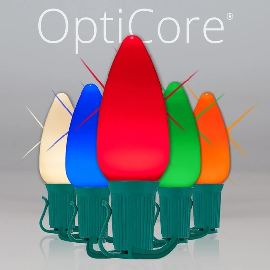 C9 Multicolor Twinkle Smooth OptiCore Commercial LED Christmas String Lights