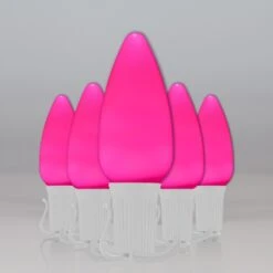 C9 Pink Smooth OptiCore Commercial LED -Xmas Lights Store C9 Smooth OptiCore LED Christmas Light Set Pink White Wire Feed