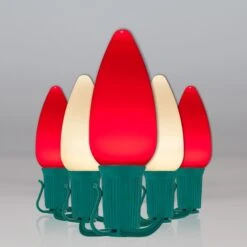 C9 Red / Warm White Smooth OptiCore Commercial LED Christmas String Lights 17 C9 Red / Warm White Smooth OptiCore Commercial LED Christmas String Lights -Xmas Lights Store C9 Smooth OptiCore LED Christmas Light Set Red Warm White Green Wire Feed