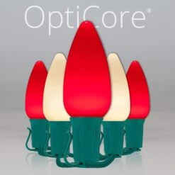 C9 Red / Warm White Smooth OptiCore Commercial LED Christmas String Lights