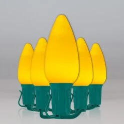 C9 Gold Smooth OptiCore Commercial LED Christmas String Lights -Xmas Lights Store C9 Smooth OptiCore LED Christmas Light Set Yellow Green Wire Feed