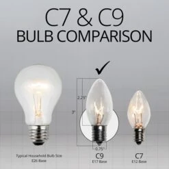 C9 Twinkle Clear Christmas Light Bulbs -Xmas Lights Store C9 Transparent Clear Incandescent Comparison
