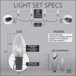 25 C9 Clear Christmas Lights -Xmas Lights Store C9 Transparent Incan Lights Set Dims 1