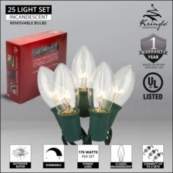 25 C9 Clear Christmas Lights -Xmas Lights Store C9 Transparent Incan Lights Set Features