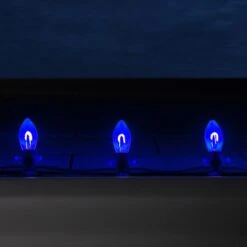 C9 Blue FlexFilament Commercial LED Shatterproof Vintage Christmas String Lights -Xmas Lights Store C9 LED Blue FlexFilament Acrylic Green Wire 6519 Roofline