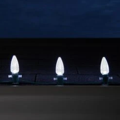 Kringle Traditions TM C9 Cool White LED Christmas Light Bulbs 13 Kringle Traditions TM C9 Cool White LED Christmas Light Bulbs -Xmas Lights Store C9 LED Cool White Kringle Traditions Green Wire 6135 Roofline