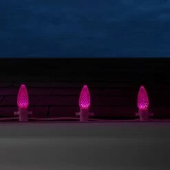 C9 Pink OptiCore Commercial LED -Xmas Lights Store C9 LED Pink OptiCore Faceted White Wire Roofline 9093