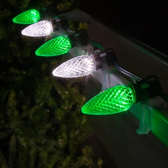 C9 Cool White / Green OptiCore Commercial LED Christmas String Lights - Image 2