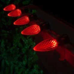 C9 Red OptiCore Commercial LED Christmas String Lights -Xmas Lights Store C9 OptiCore LED Red Faceted Green Wire