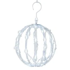 Cool White LED Christmas Light Ball, Fold Flat White Frame -Xmas Lights Store CW 8in 5MM Light Sphere 3073