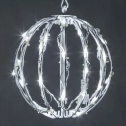 Cool White LED Christmas Light Ball, Fold Flat White Frame
