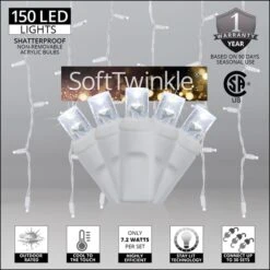 Cool White SoftTwinkle LED Curtain Lights 5.5 Ft. Lighted Length, 150 Lights -Xmas Lights Store Cool White SoftTwinkle Curtain Features