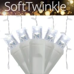Cool White SoftTwinkle LED Curtain Lights 5.5 Ft. Lighted Length, 150 Lights