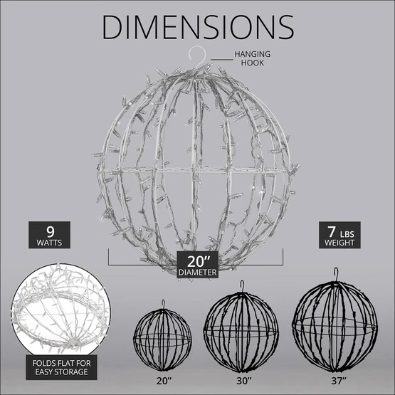 Green LED, Commercial Mega Sphere Christmas Light Ball, Fold Flat 6 Green LED, Commercial Mega Sphere Christmas Light Ball, Fold Flat - Image 4