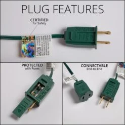 C7 Green Smooth OptiCore Commercial LED Christmas String Lights -Xmas Lights Store Green C9 Stringer Plugs Graphic 44