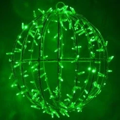 Green LED, Commercial Mega Sphere Christmas Light Ball, Fold Flat 13 Green LED, Commercial Mega Sphere Christmas Light Ball, Fold Flat -Xmas Lights Store InUse Megasphere Green 20in hanging