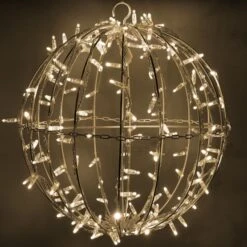Warm White LED, Commercial Mega Sphere Christmas Light Ball, Fold Flat -Xmas Lights Store InUse Megasphere WW 20in hanging