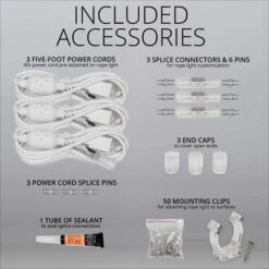 150' Orange LED Rope Light, 2 Wire 1/2", 120 Volt -Xmas Lights Store Info Accessories Rope Light 150ft 1