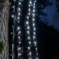 5mm Cool White LED Tree Wrap Lights, Brown Wire 100 Lights, 2' X 6' Net -Xmas Lights Store LED Cool White 5MM Brown Wire Trunk Wrap 02