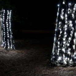 5mm Cool White LED Tree Wrap Lights, Green Wire 100 Lights, 2' X 6' Net -Xmas Lights Store LED Cool White 5MM Green Wire Trunk Wrap 02