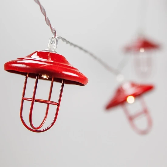 LED Red Lantern String Lights, 10 Warm White Lights 3 LED Red Lantern String Lights, 10 Warm White Lights