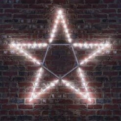 LED 5 Point Folding Star, Cool White Lights -Xmas Lights Store LED folding star on brick
